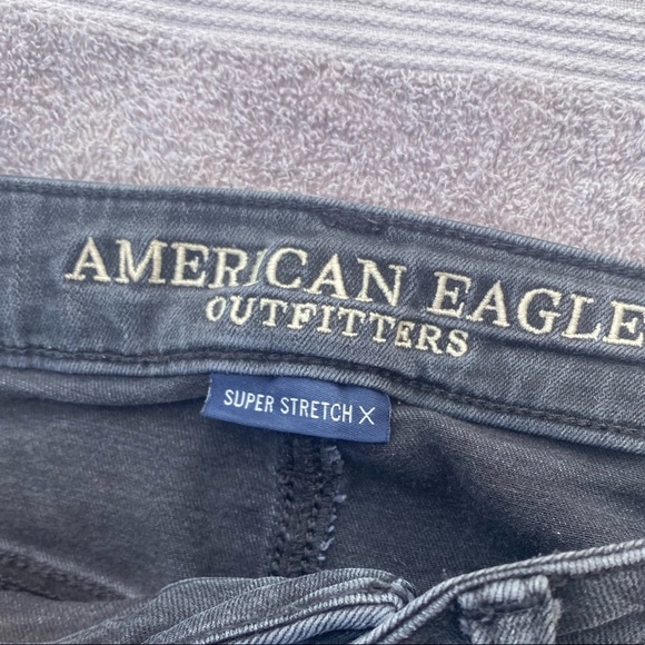 American Eagle Denim Pants Black Ripped Distressed Super Stretch X - Picture 2 of 3